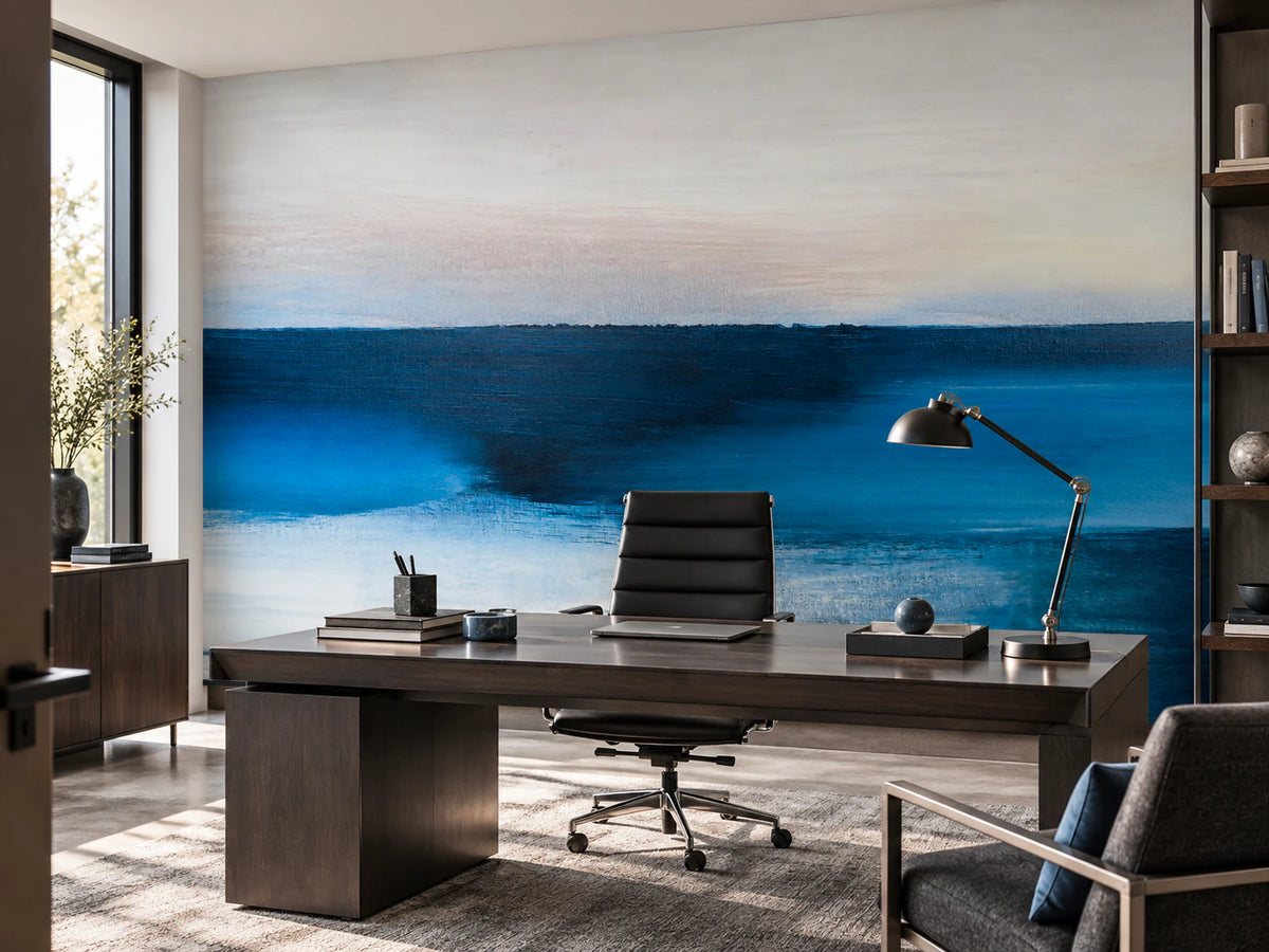 Papier peint panoramique peinture abstraite horizon - Bureau