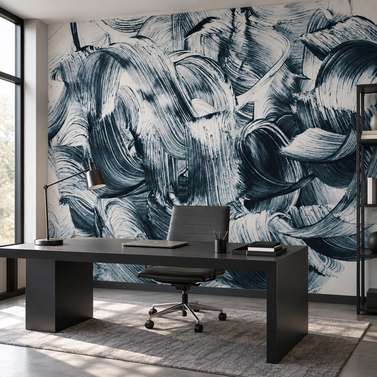 Papier peint art design coup de pinceau abstrait - Bureau