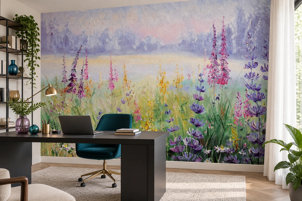Papier peint panoramique Champ floral - Bureau