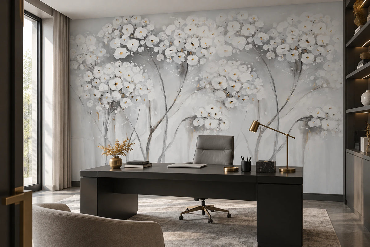 Papier peint sur mesure arbre fleuri - Bureau