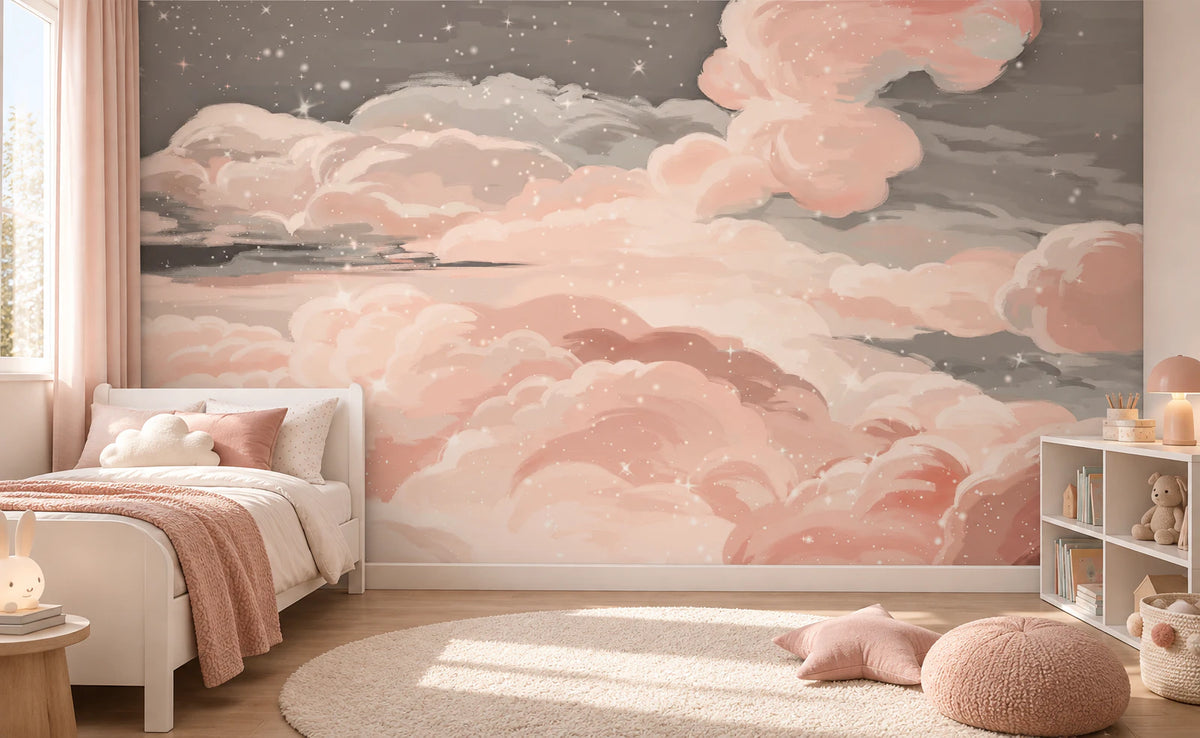 Papier peint nuage rose - Chambre Ado