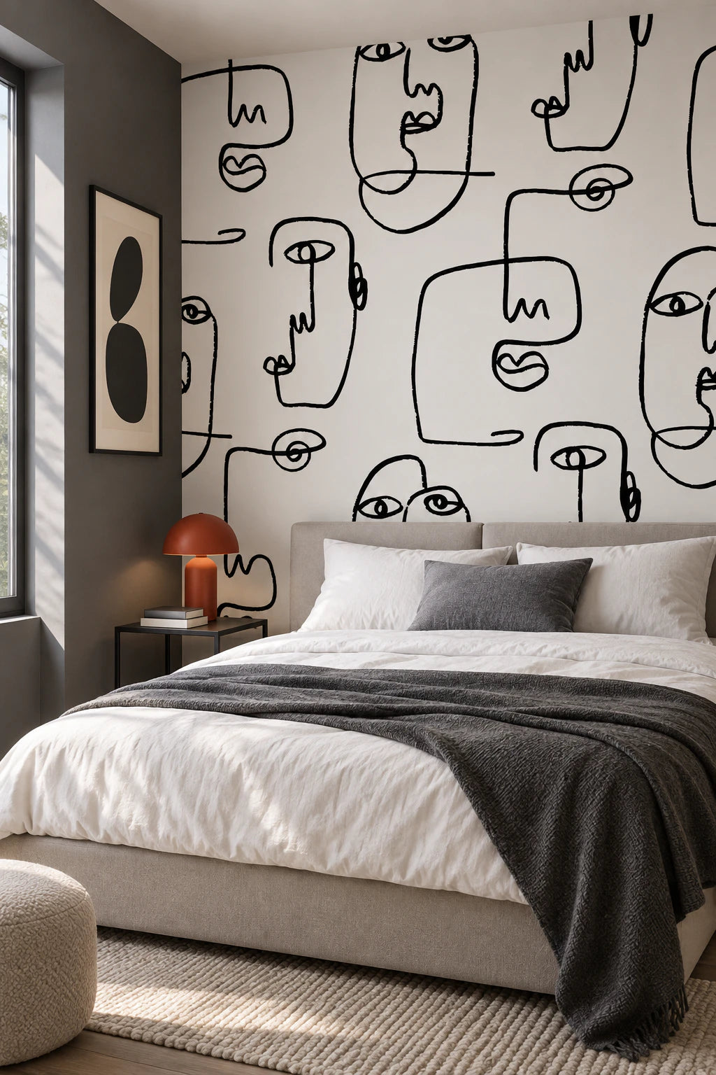 Papier peint panoramique peinture visage abstrait - Chambre Ado