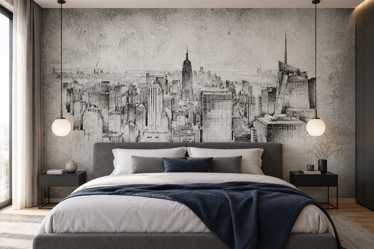 Papier peint panoramique illustration graphique New York - Chambre Parentale