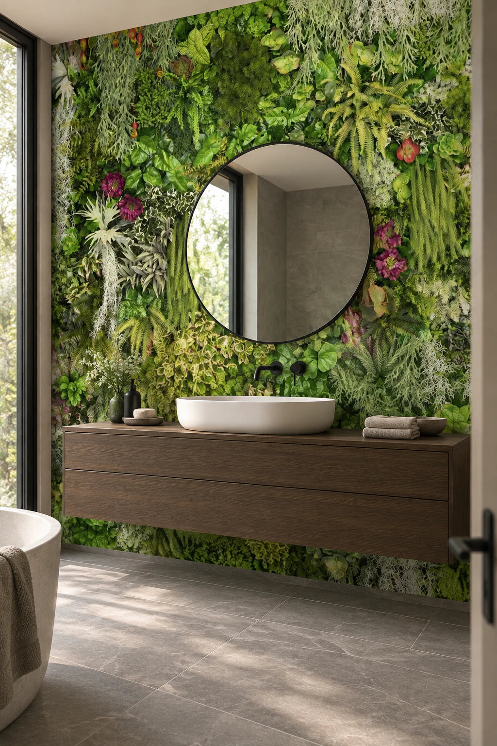 Papier peint panoramique végétation luxuriante - Salle de bain