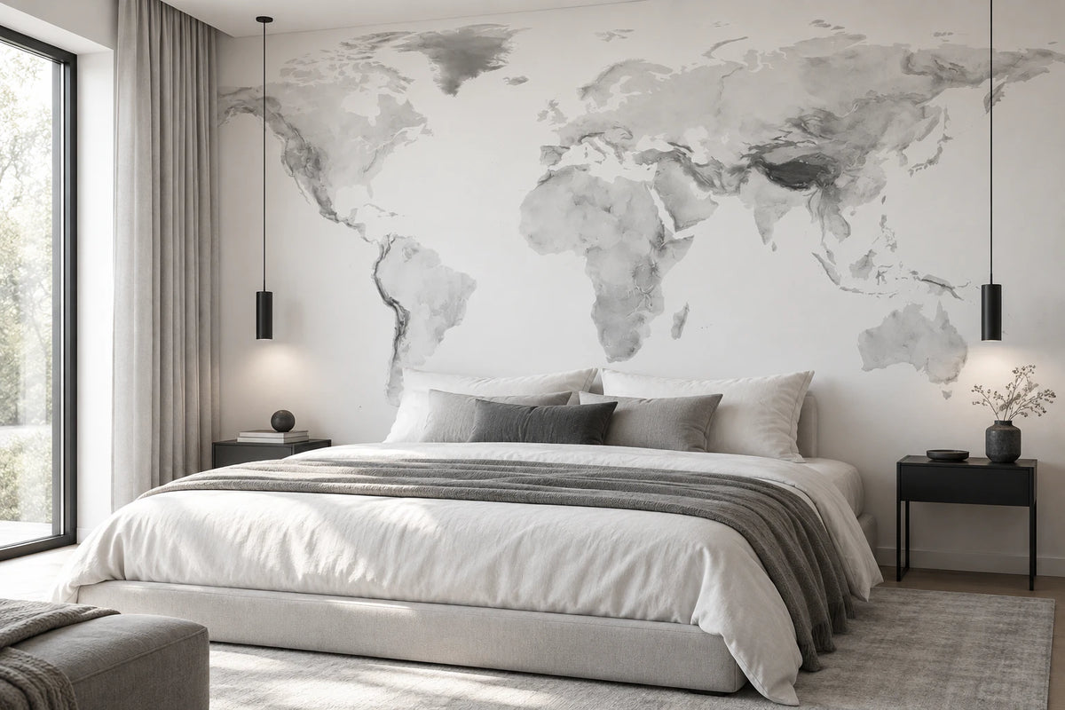 Papier peint mappe monde aquarelle - Salon, Cuisine