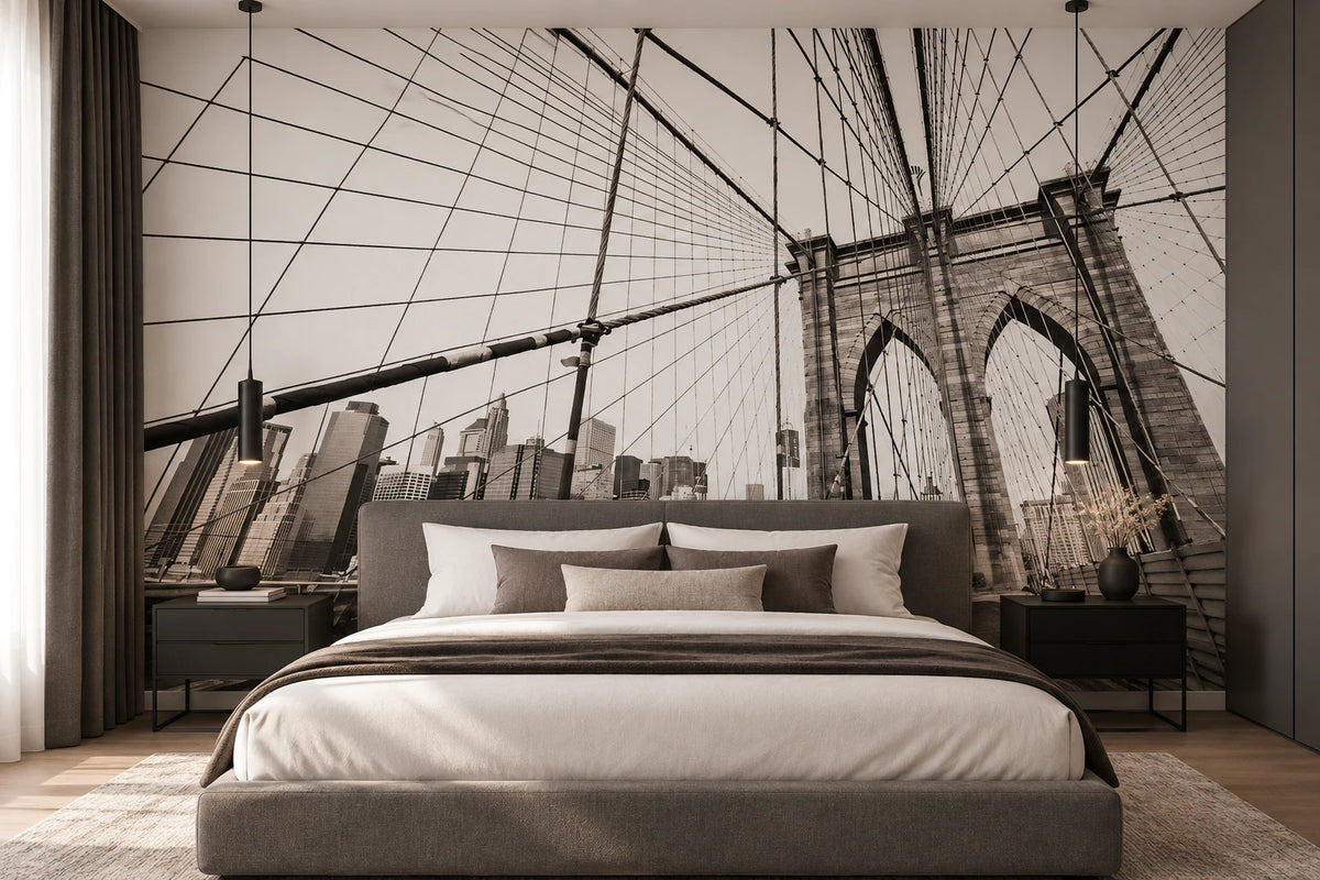 Papier peint panoramique pont de Brooklyn à New York - Tête de Lit