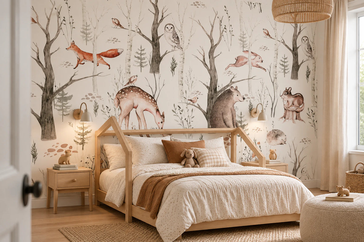 Papier peint Biche, Ours, Lapin - Tête de Lit