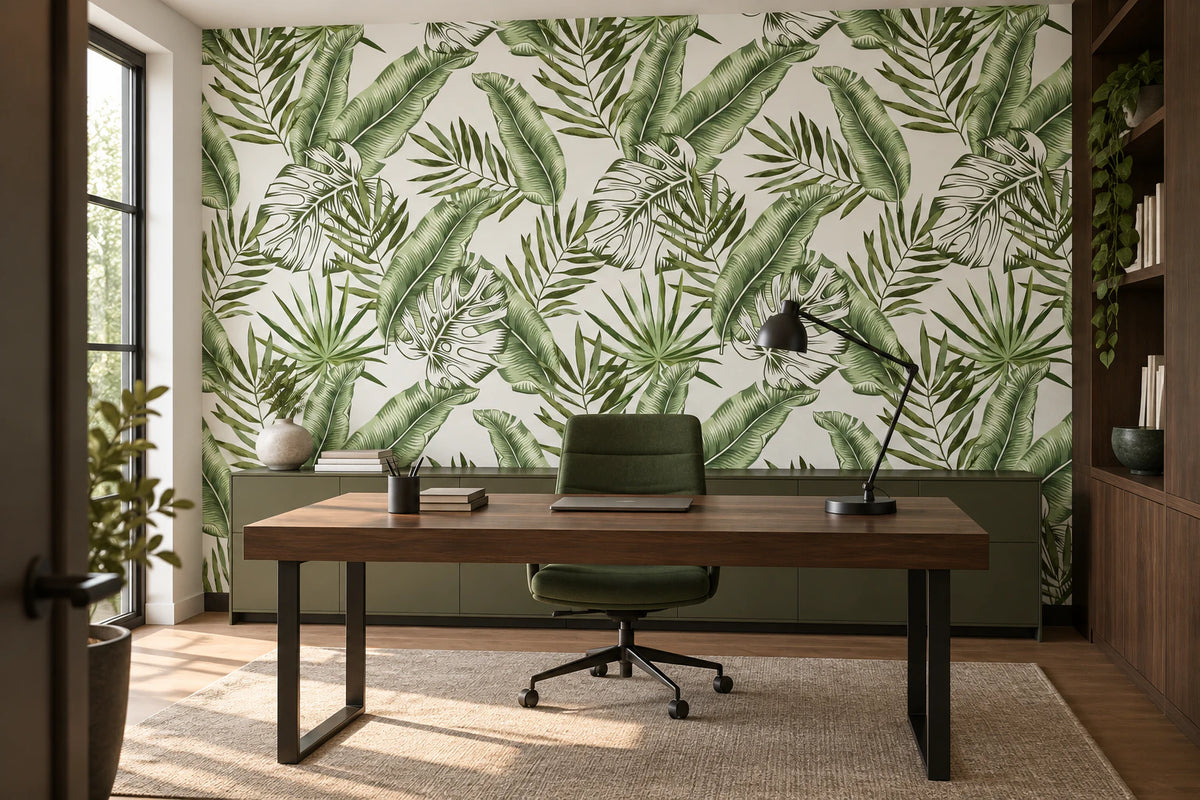 Papier peint panoramique Palmes Tropicales - Bureau
