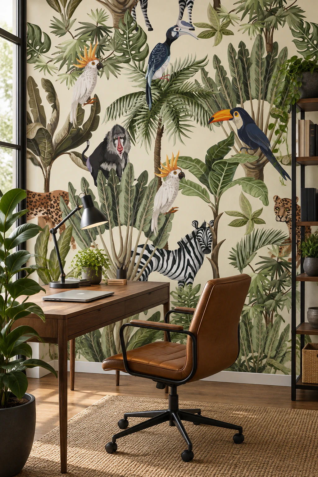 Papier peint panoramique faune tropicale - Bureau