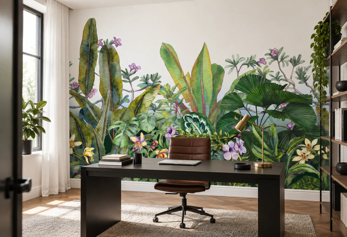 Papier peint panoramique jungle luxuriante - Bureau