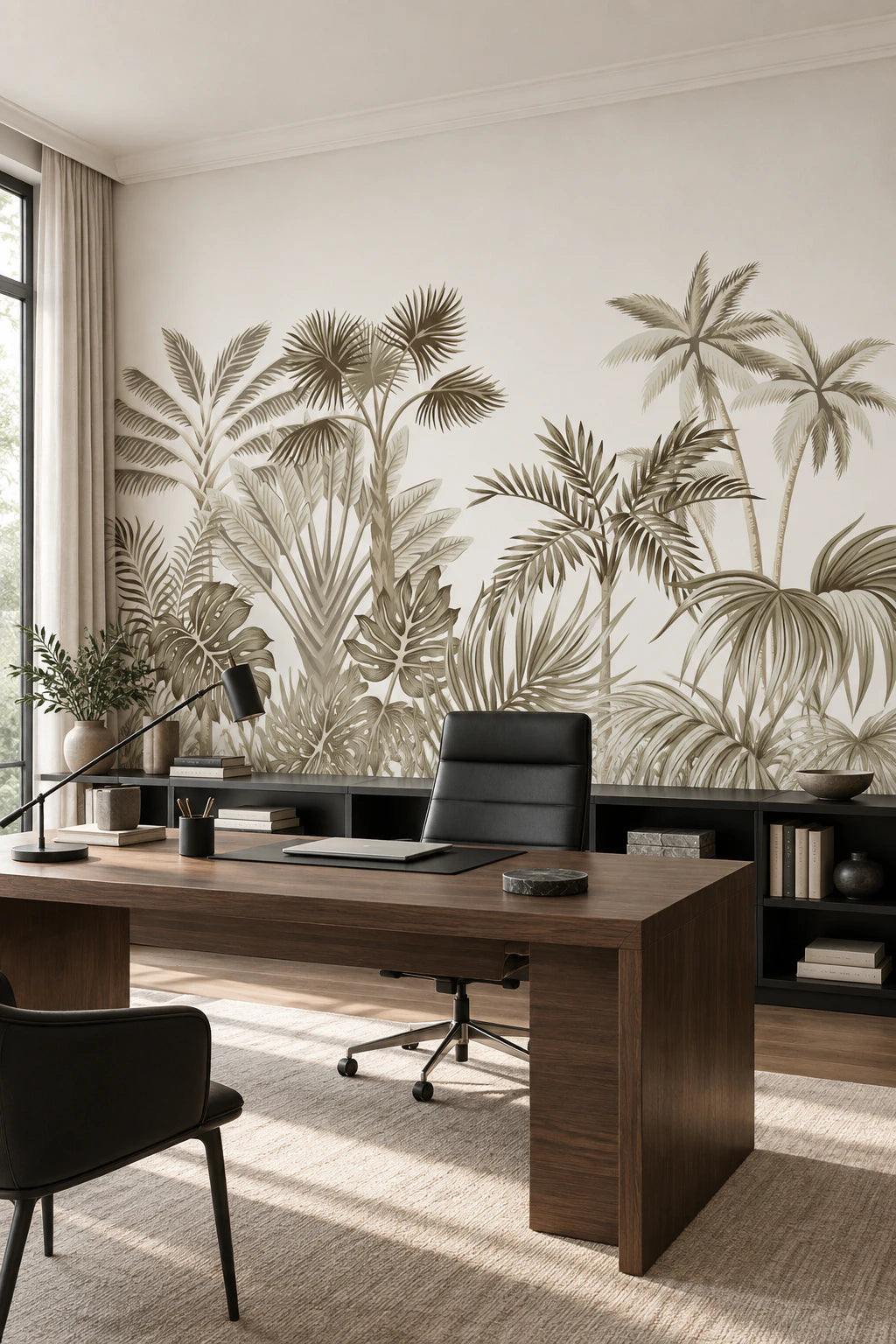 Papier peint panoramique paysage tropical sépia - Bureau