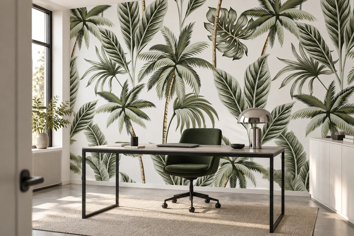 Papier peint panoramique végétation tropicale - Bureau