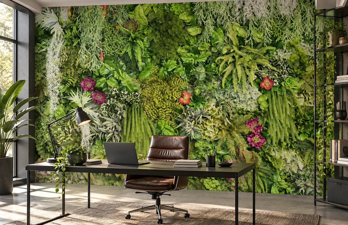 Papier peint panoramique végétation luxuriante - Bureau