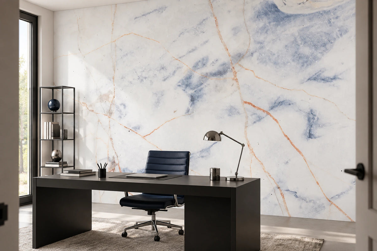 Papier peint panoramique illustration ville noir et blanc - Bureau