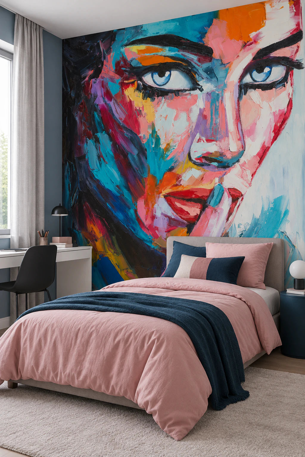 Papier peint panoramique visage féminin - Chambre Ado