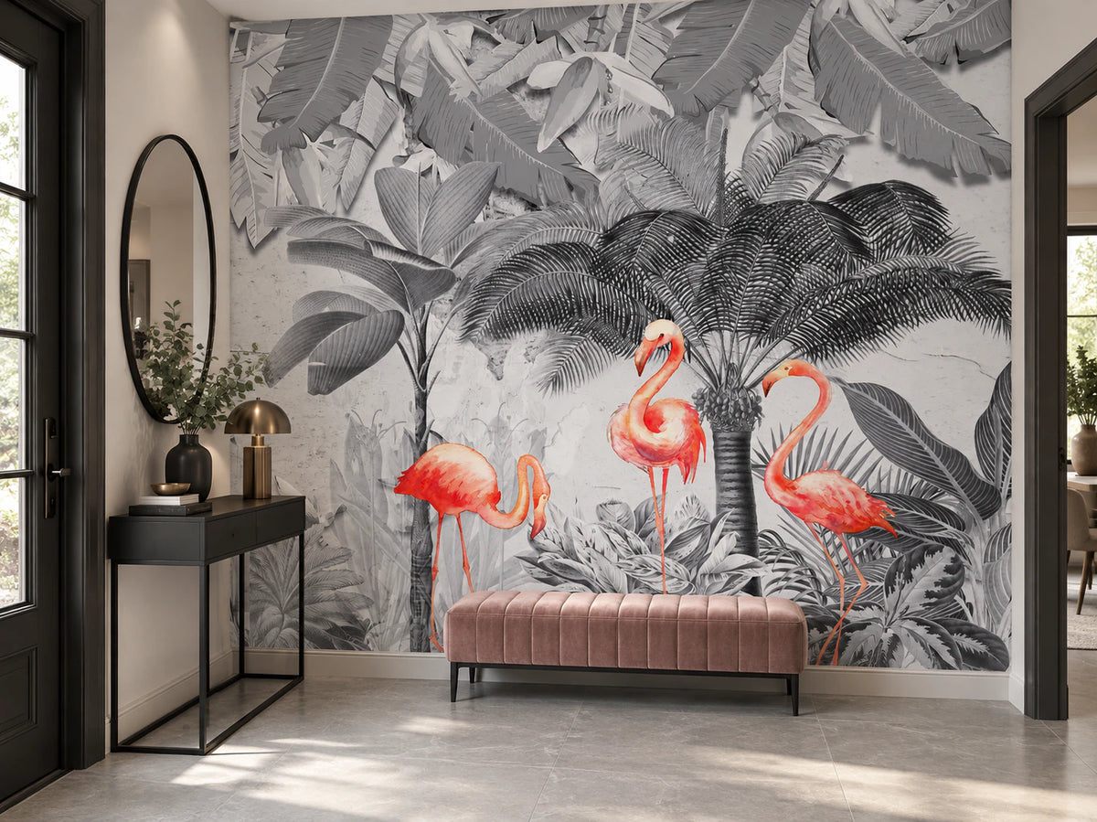 Fresque murale flamant rose - Couloir, Entrée