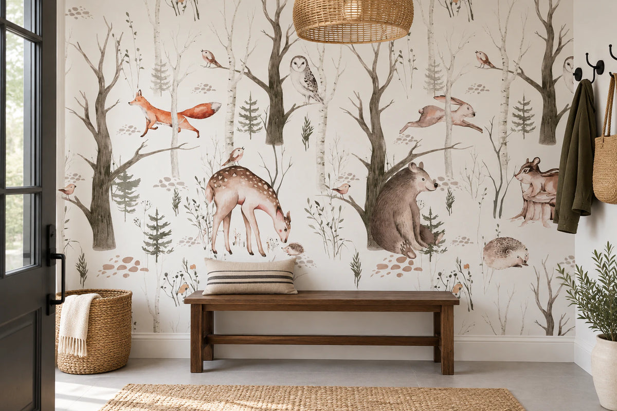 Papier peint Biche, Ours, Lapin - Couloir, Entrée
