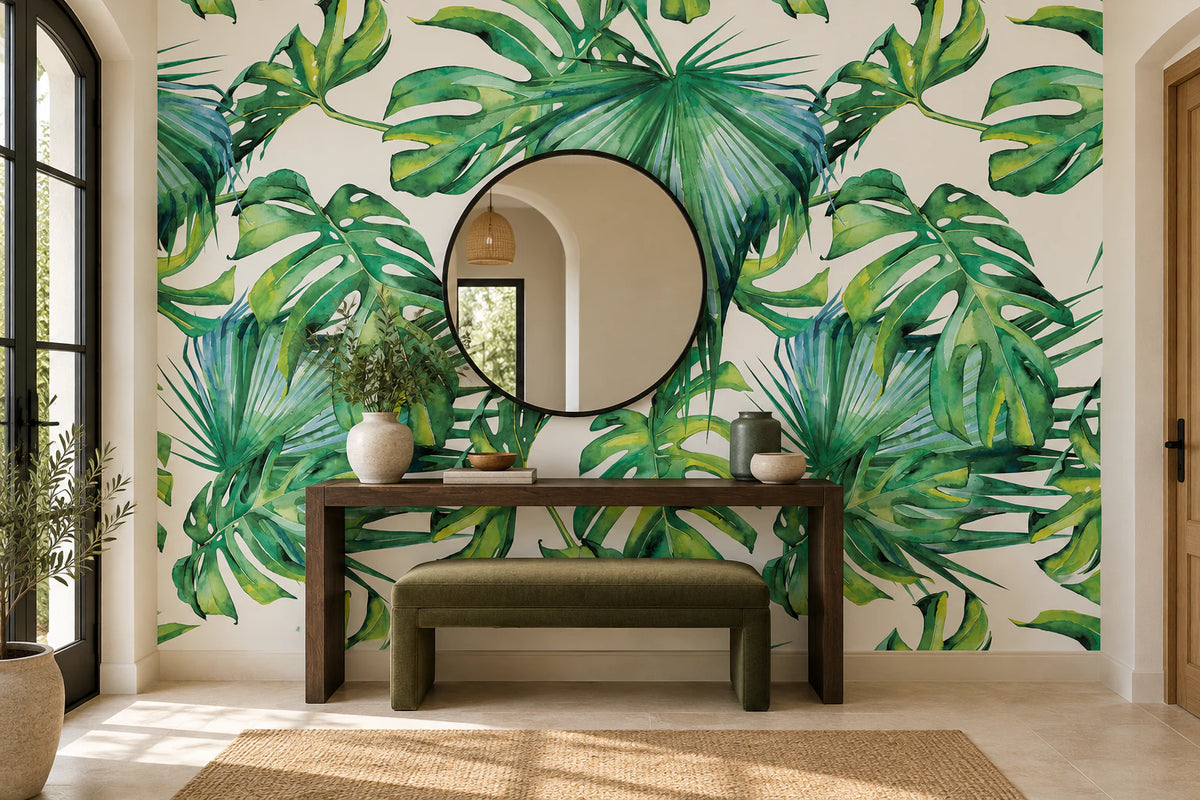 Papier peint feuille exotique tendance - Couloir, Entrée
