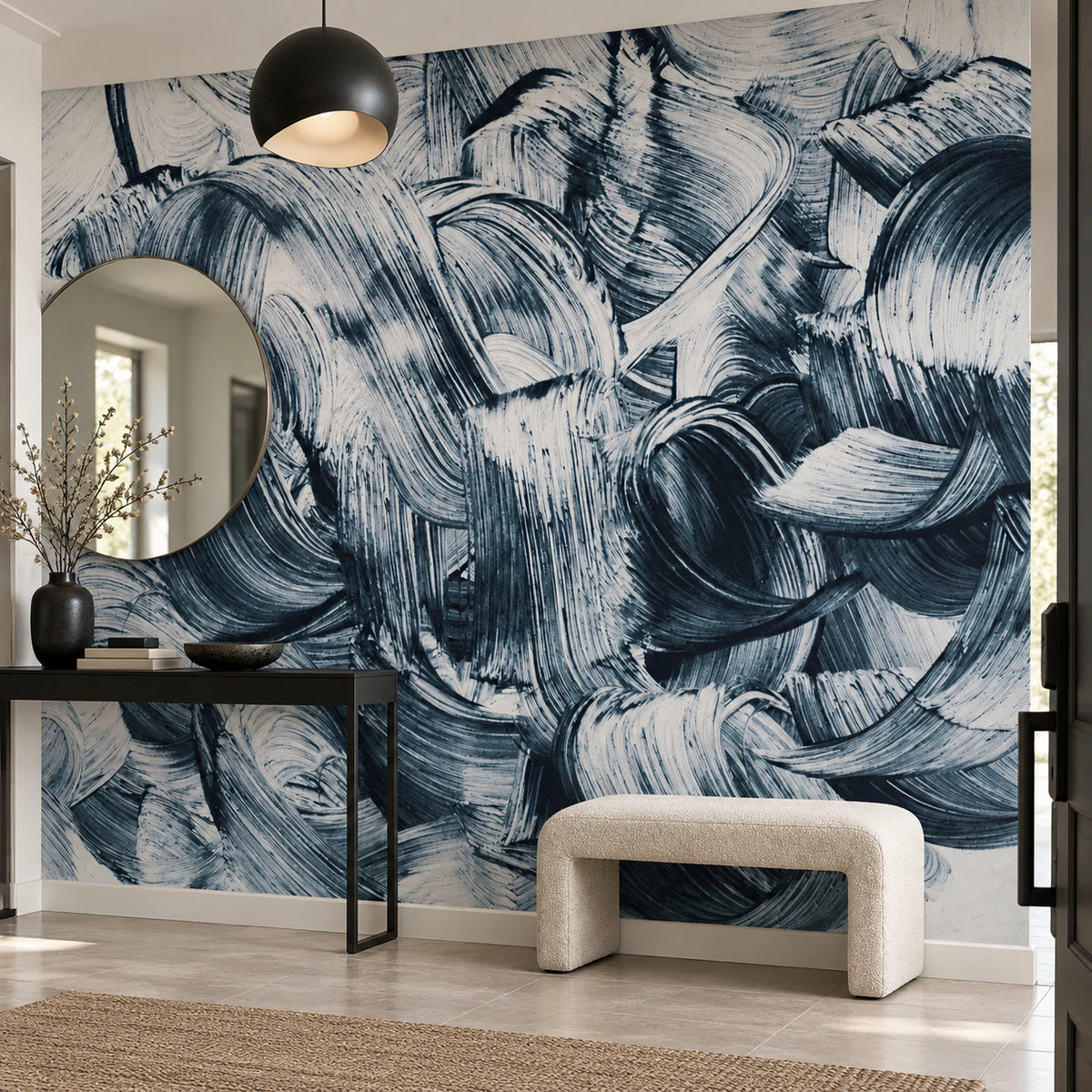 Papier peint art design coup de pinceau abstrait - Couloir, Entrée