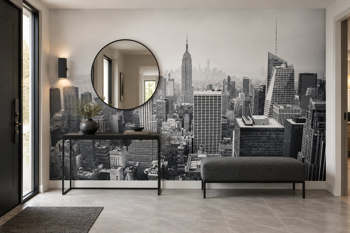 Papier peint panoramique New York noir et blanc - Couloir, Entrée