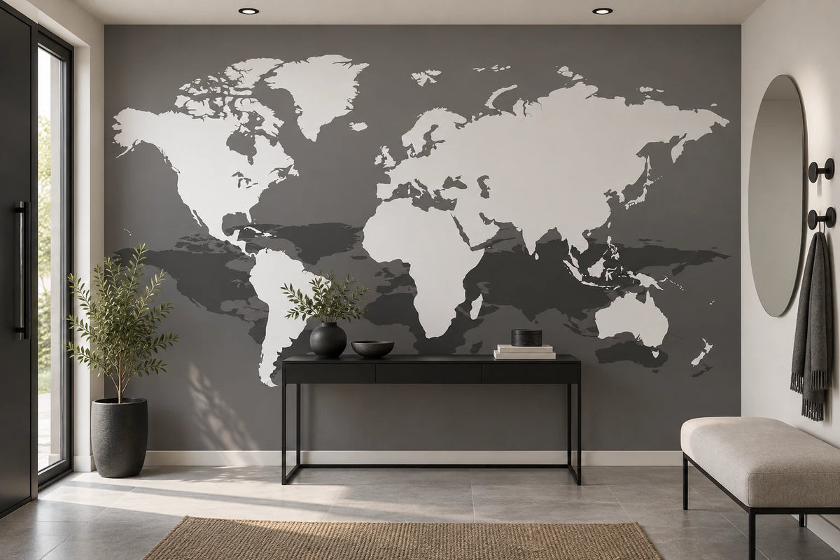 Papier peint mappe monde trompe l'œil - Couloir, Entrée