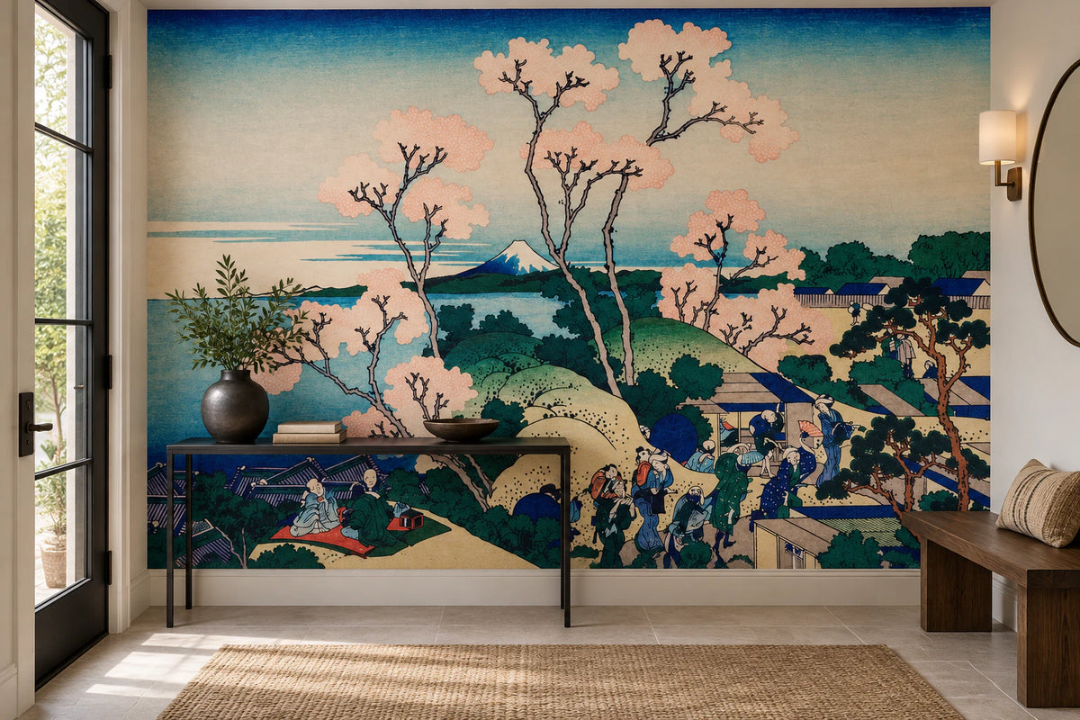 Papier peint panoramique peinture paysage japonisant - Couloir, Entrée