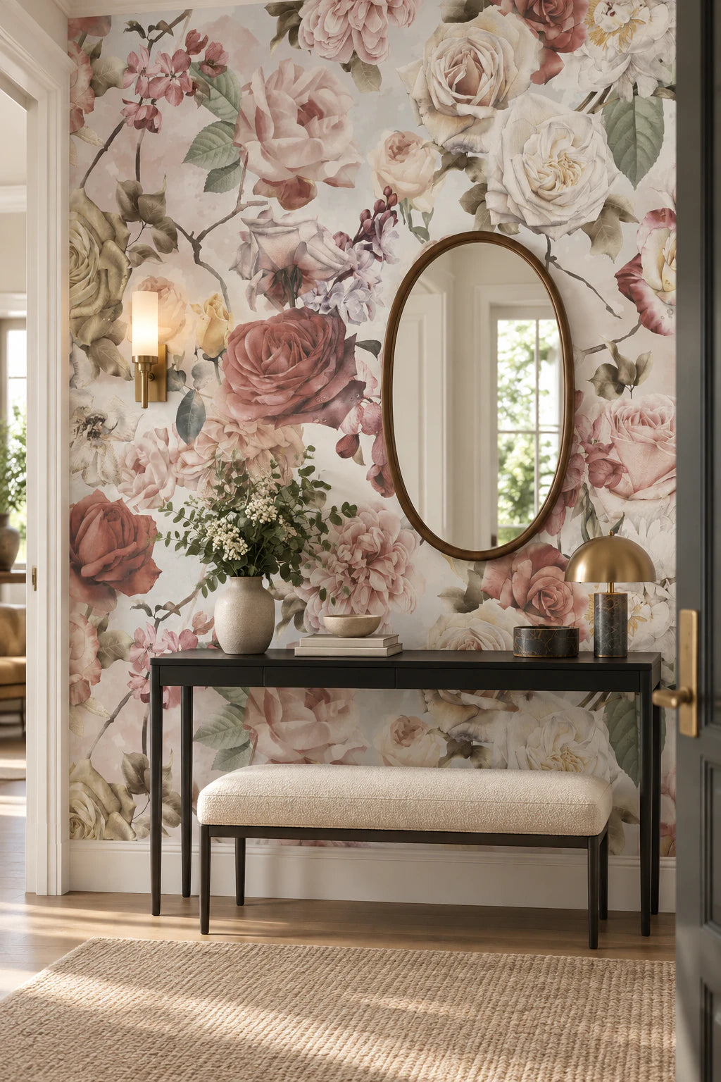Papier peint rose vintage - Couloir, Entrée