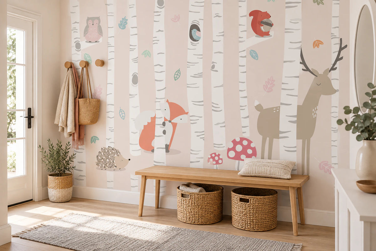 Papier peint biche & animaux de la forêt - Couloir, Entrée
