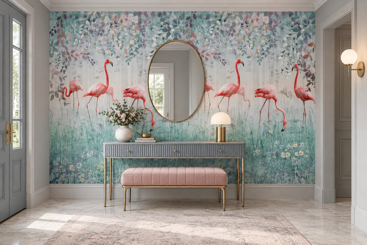 Papier peint flamant rose - Couloir, Entrée