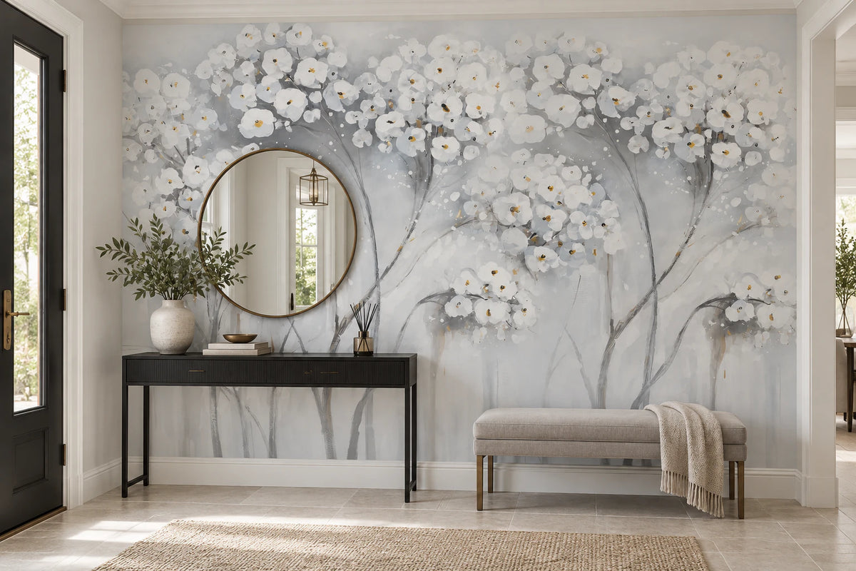 Papier peint sur mesure arbre fleuri - Couloir, Entrée