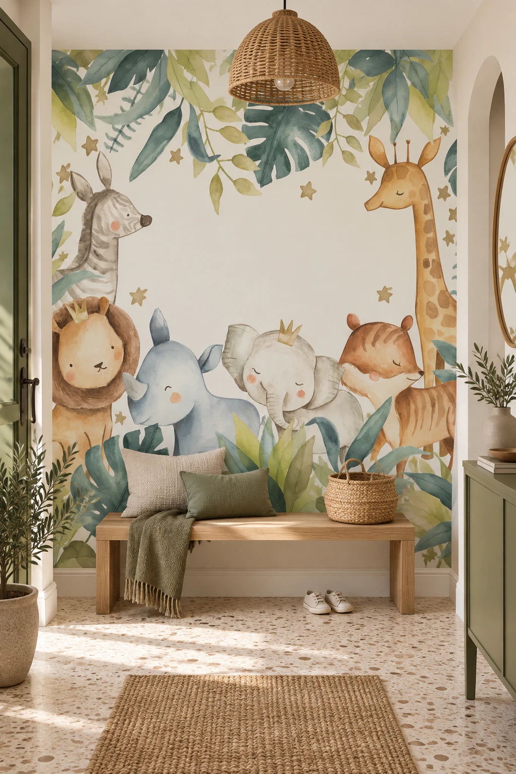 Papier peint Girafe, Lion & Compagnie - Couloir, Entrée