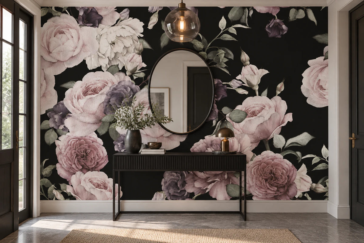Fresque Murale grandes roses - Couloir, Entrée