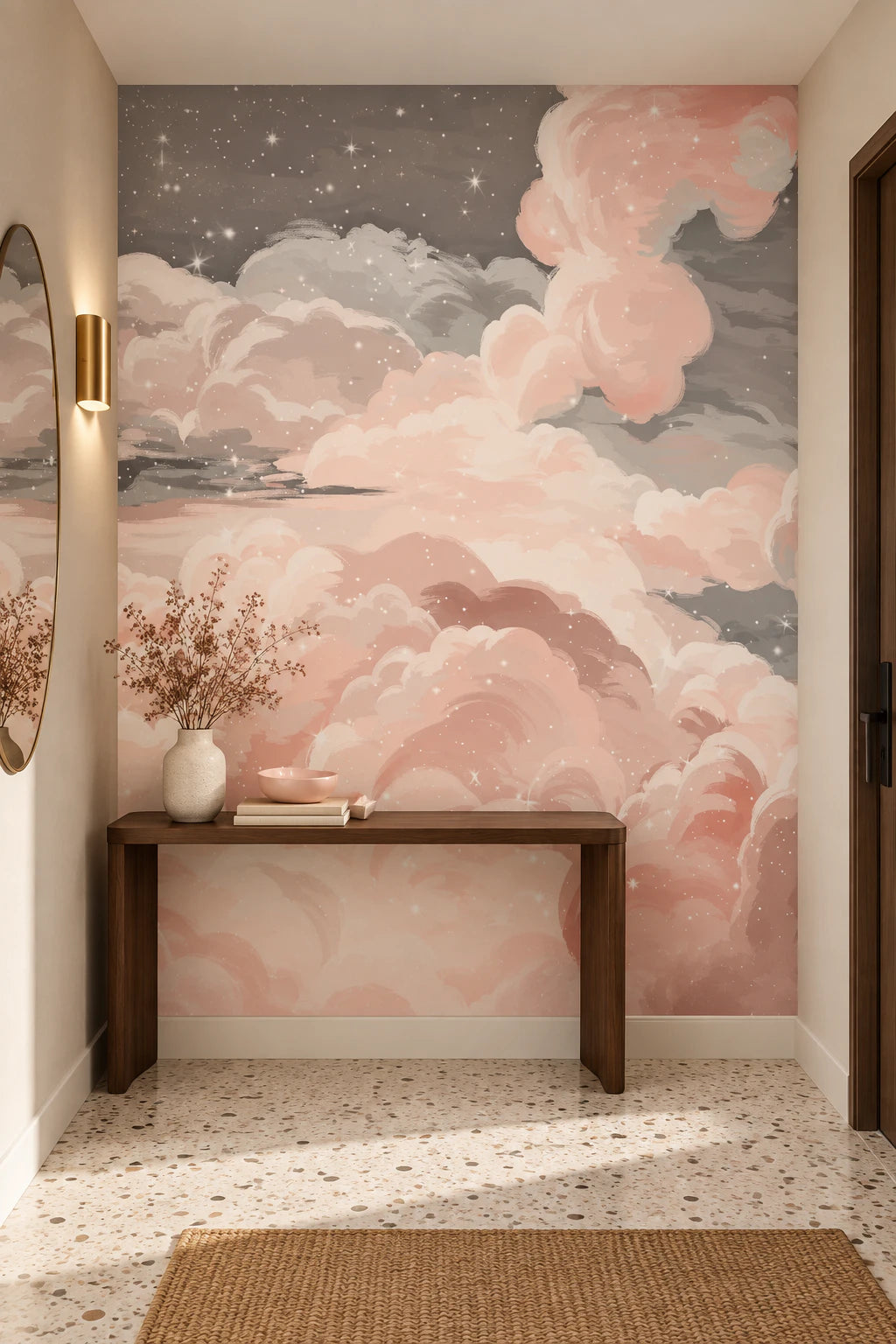 Papier peint nuage rose - Salon, Cuisine