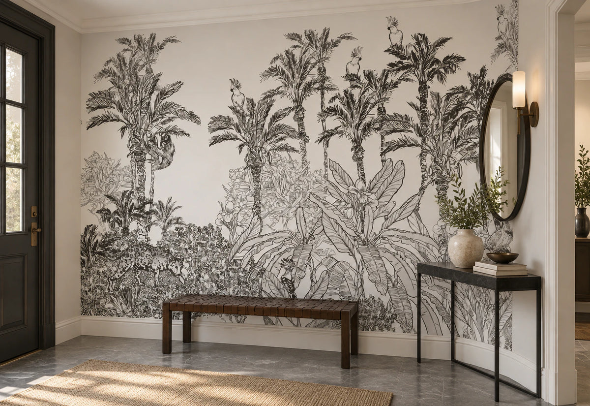 Papier peint panoramique Faune Graphite - Couloir, Entrée