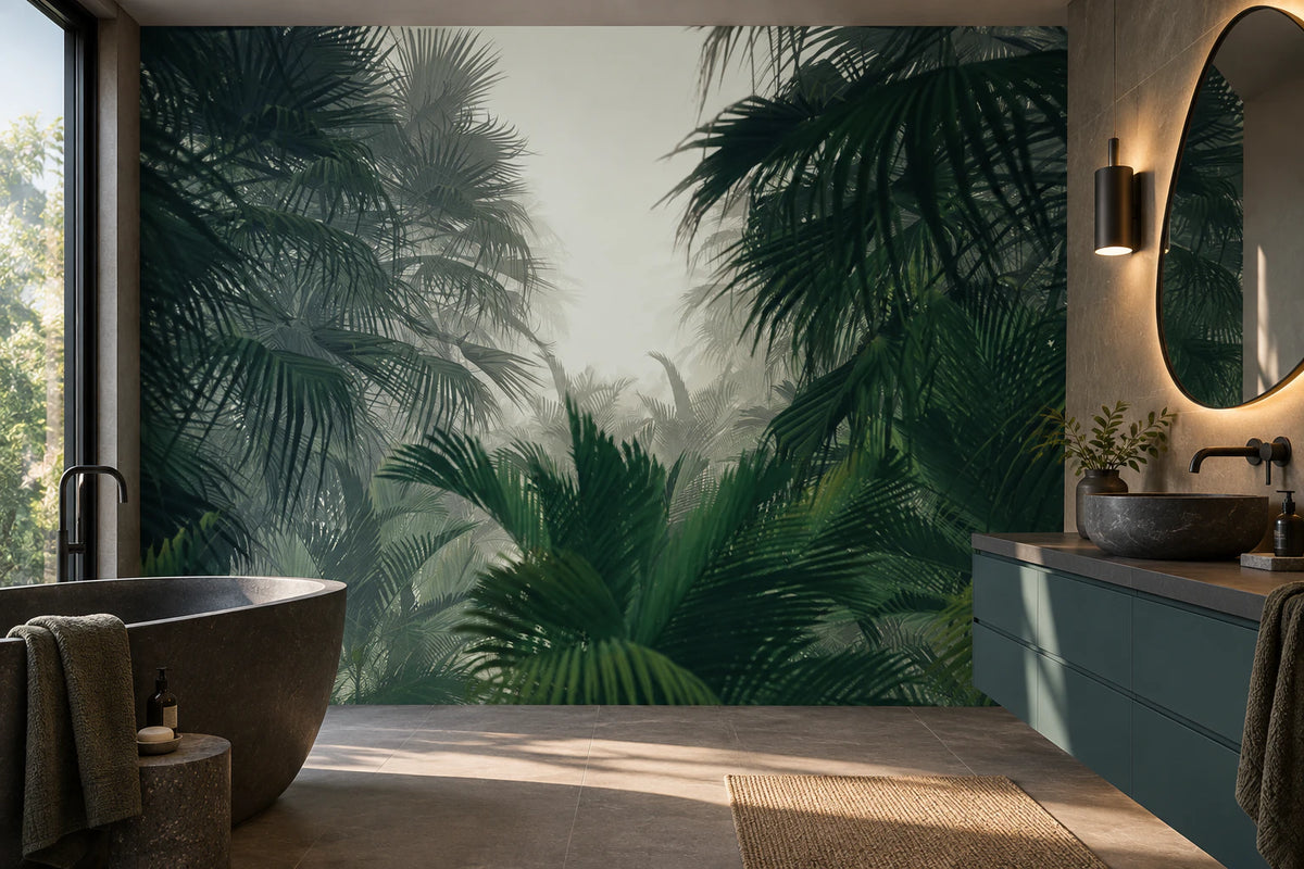 Papier peint panoramique Jungle Brumeuse - Salle de bain