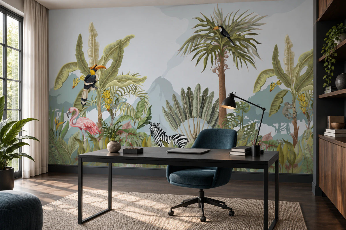 Papier peint panoramique zèbre dans la jungle - Bureau