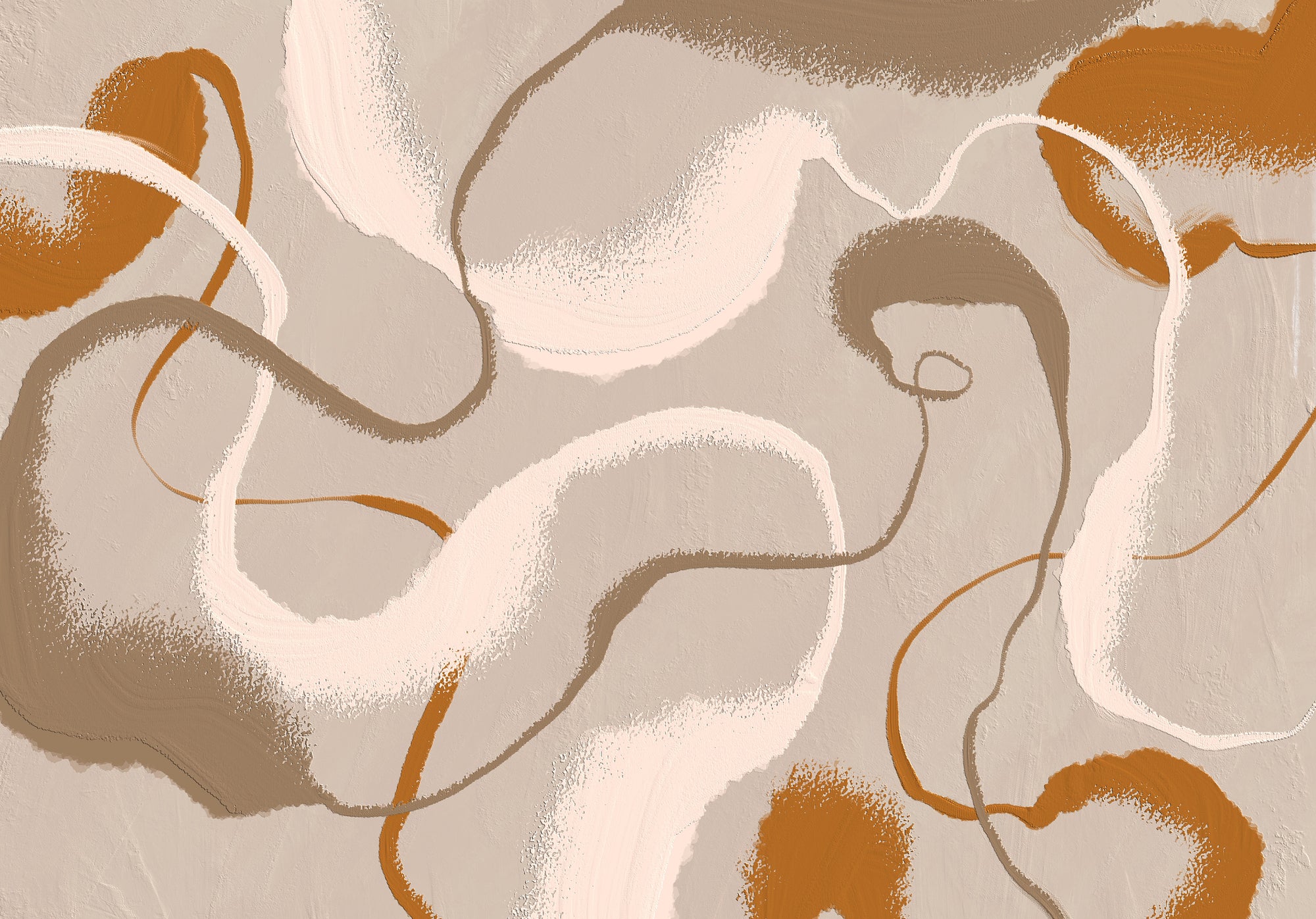 Sillage - Papier peint abstrait beige et terracotta