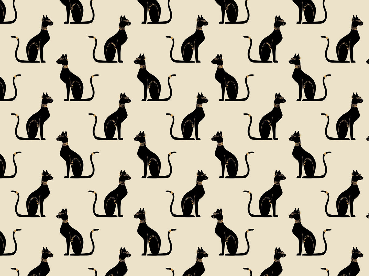 Papier peint à motif Bastets d’Obsidienne - aperçu du motif répétable