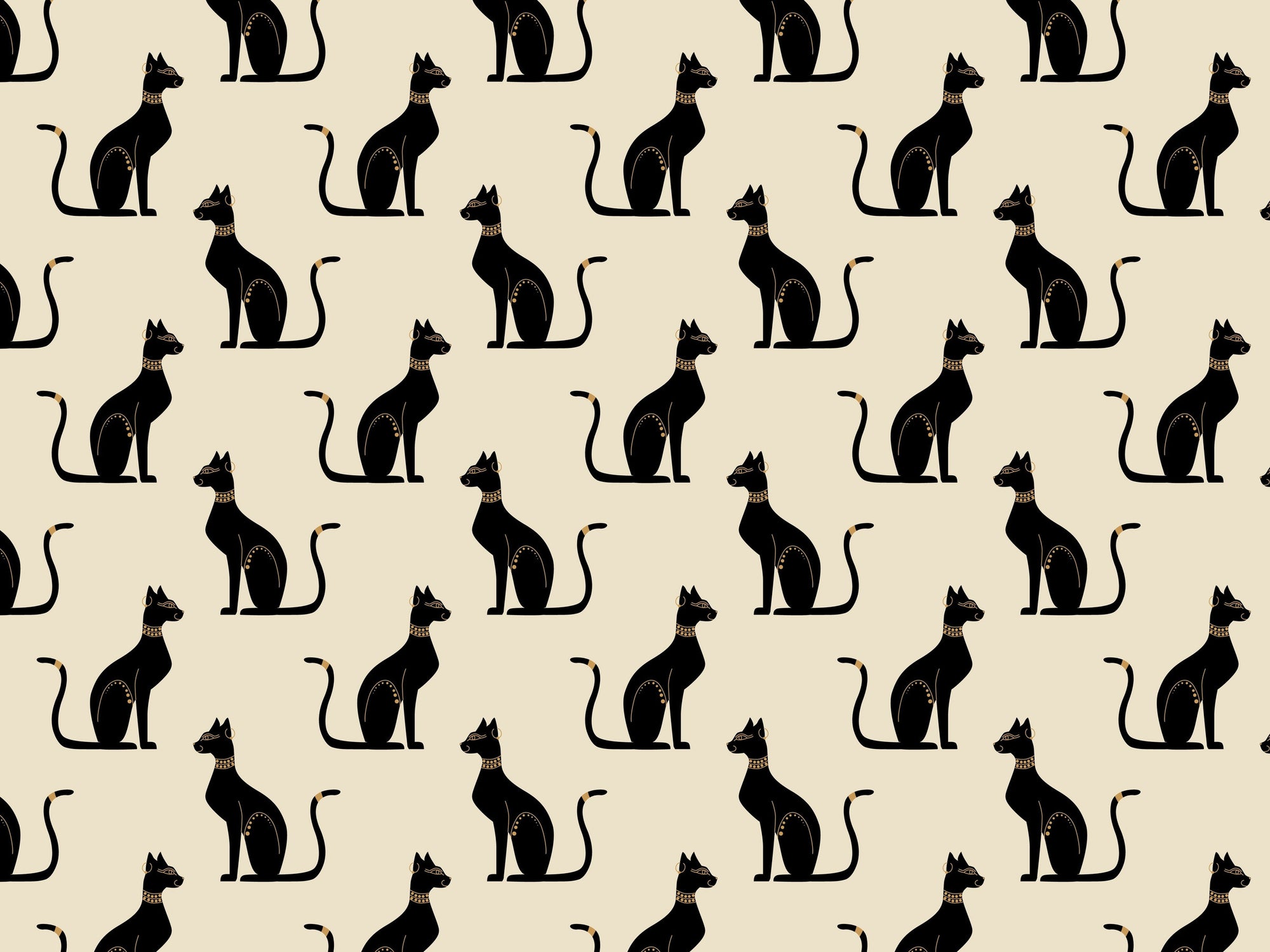 Papier peint à motif Bastets d’Obsidienne
