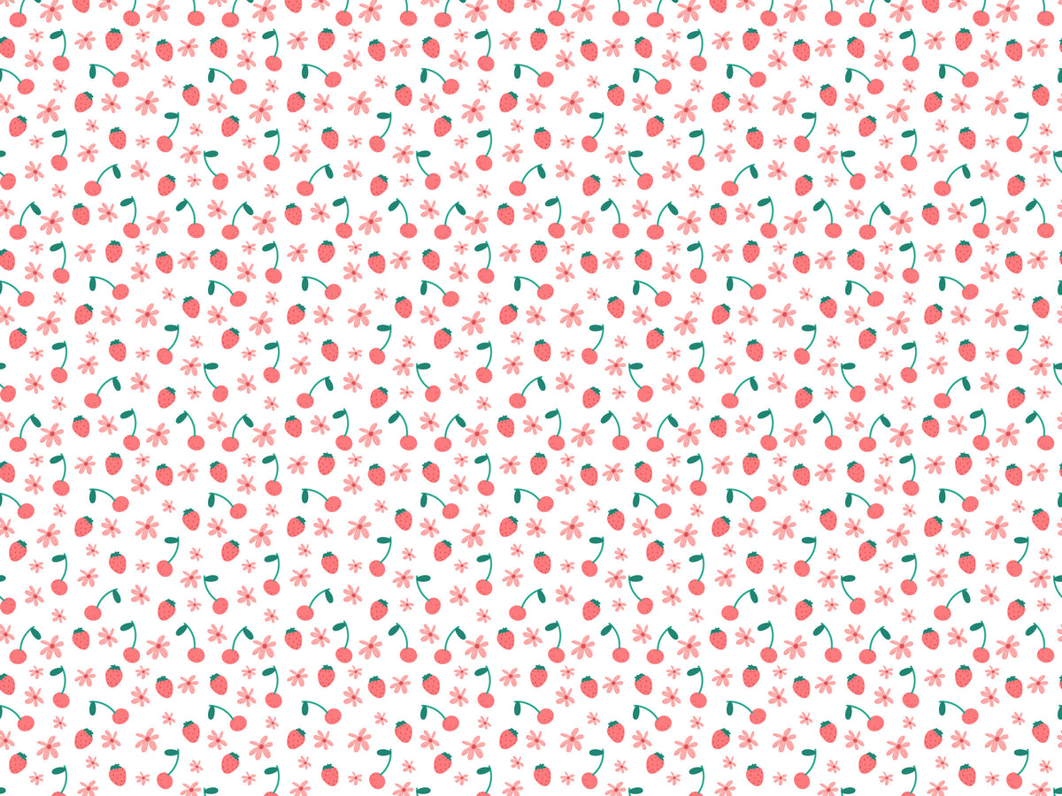 Papier peint à motif Cerise des Prés - aperçu du motif répétable