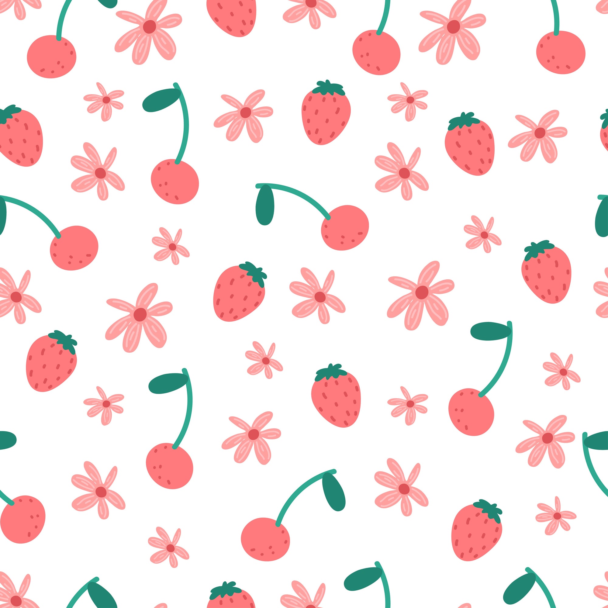 Papier peint à motif Cerise des Prés