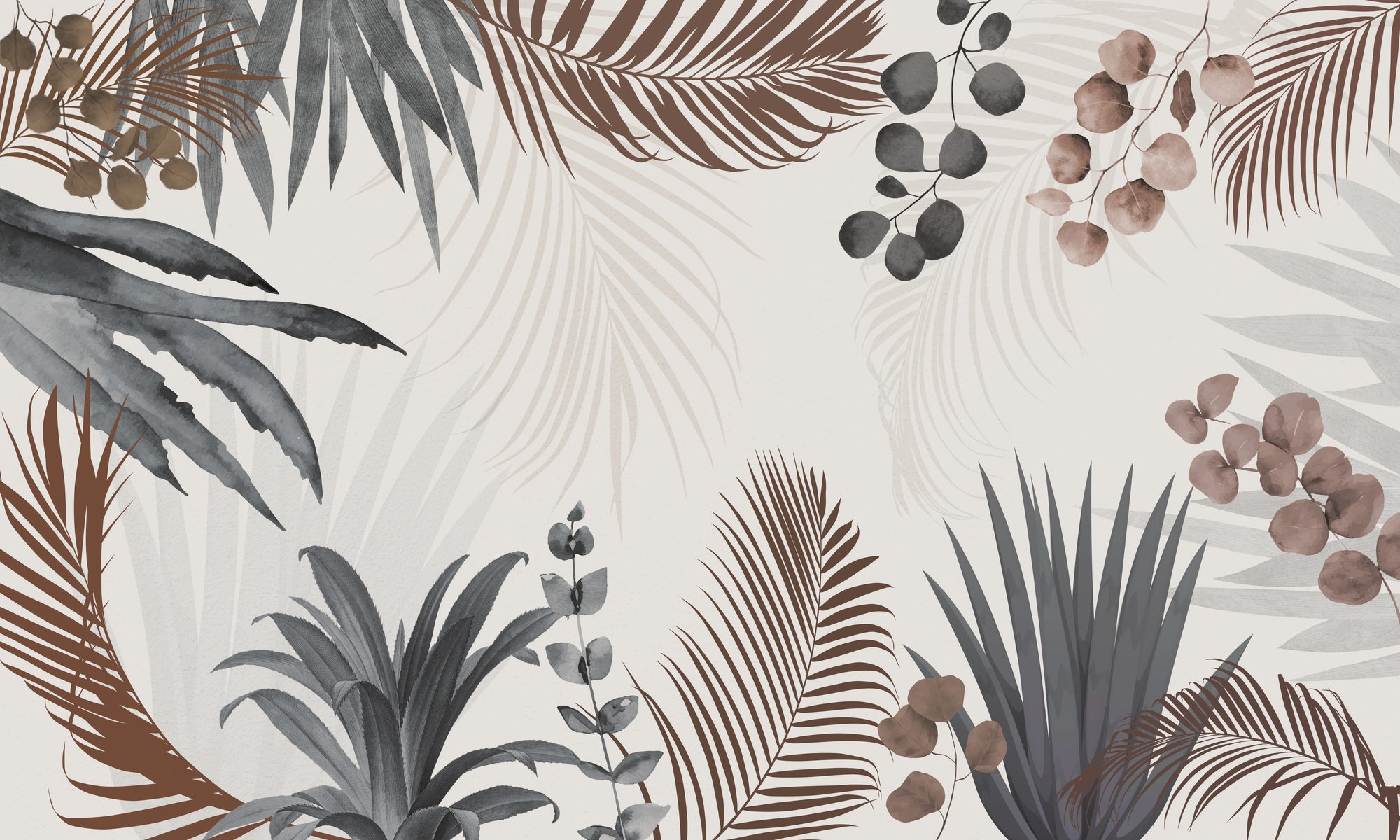 Papier peint panoramique Herbier Sépia