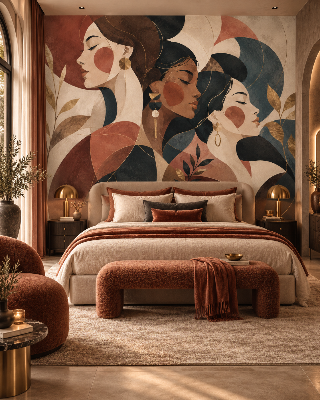 Papier peint panoramique Les Muses dans une chambre – Poésie Murale