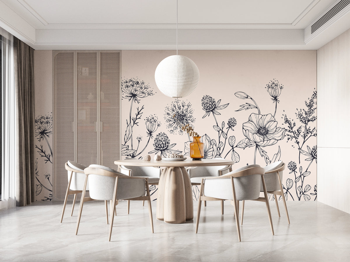 Papier Peint Panoramique Illustration Florale