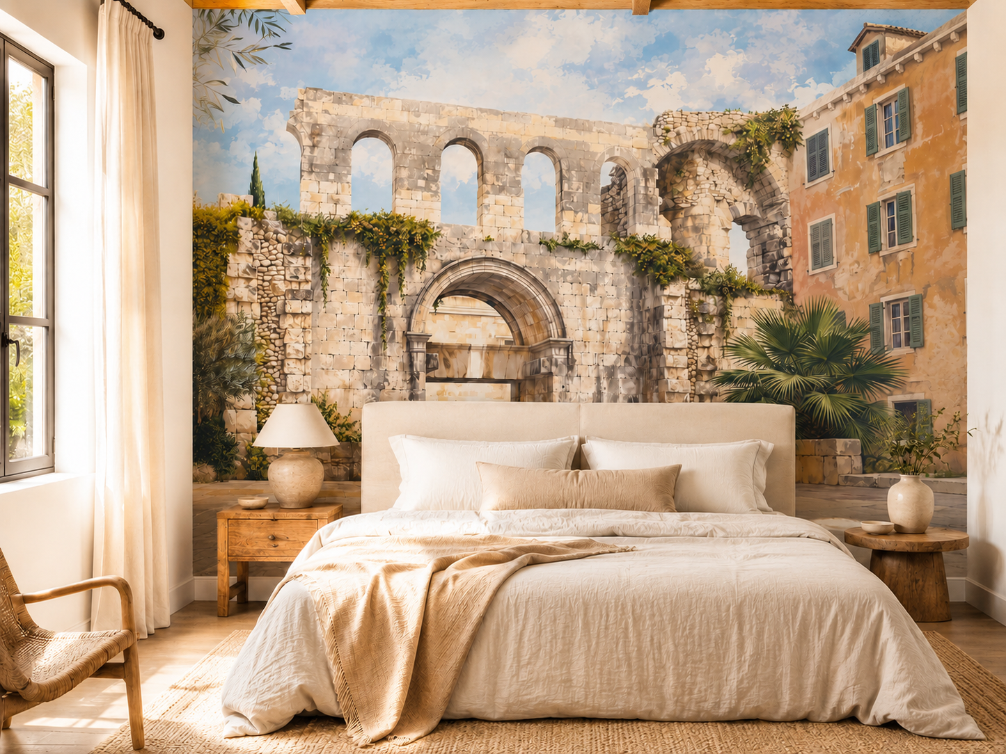 Papier peint panoramique ruines de Croatie Vestiges de Dalmatie dans une chambre lumineuse
