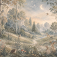 Papier peint panoramique enfant Clairière Enchantée avec animaux de la forêt, renard, faon et lapins