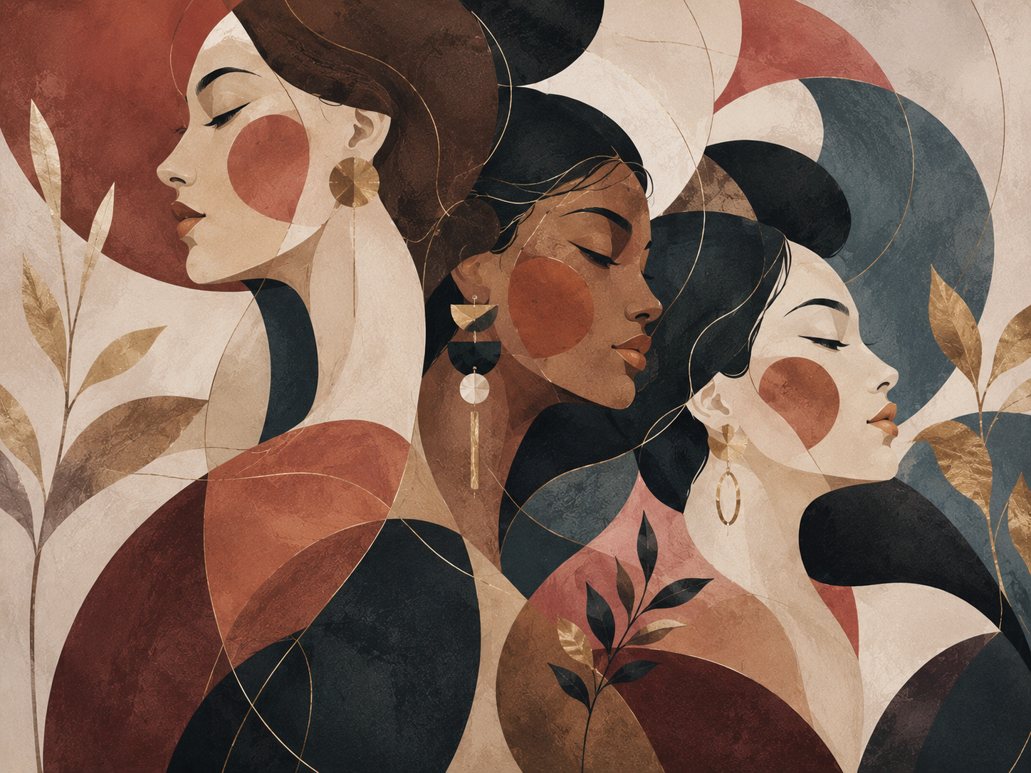 Les Muses - Papier peint panoramique femmes Art déco