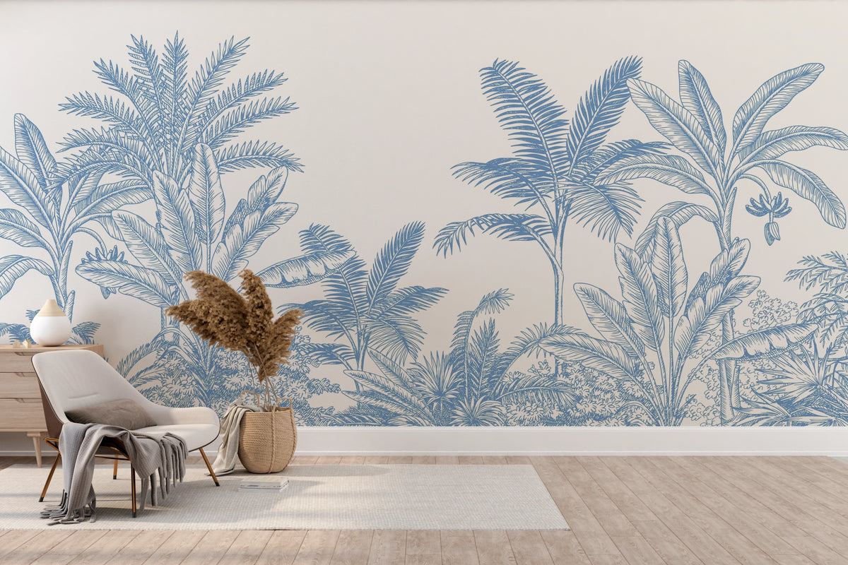 Papier peint panoramique Jungle Tropicale Illustrée