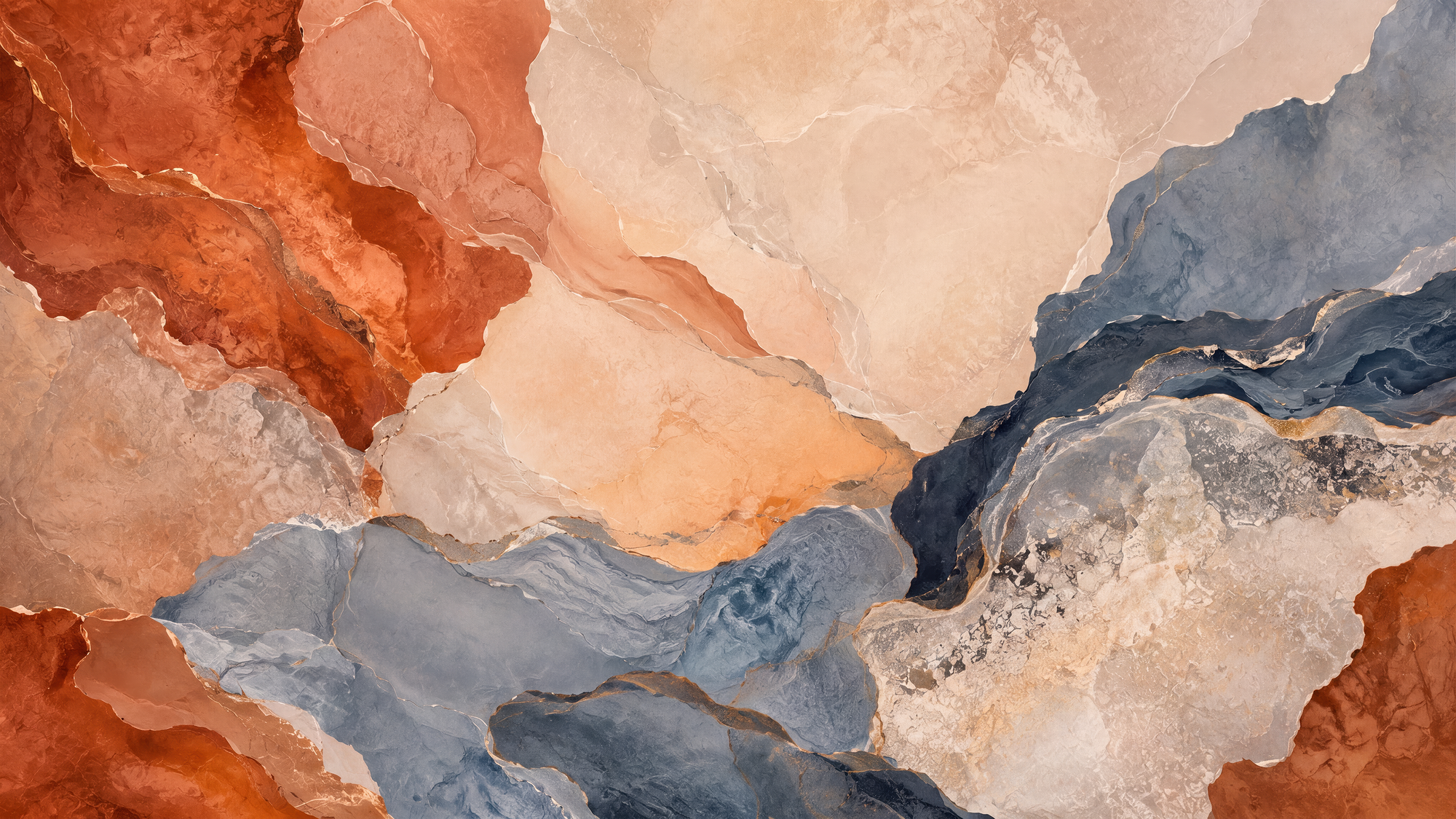 Papier peint marbre terracotta & bleu | Éclat Minéral