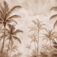 Papier peint panoramique Palmeraie Sépia avec palmiers beige et brun sur fond clair